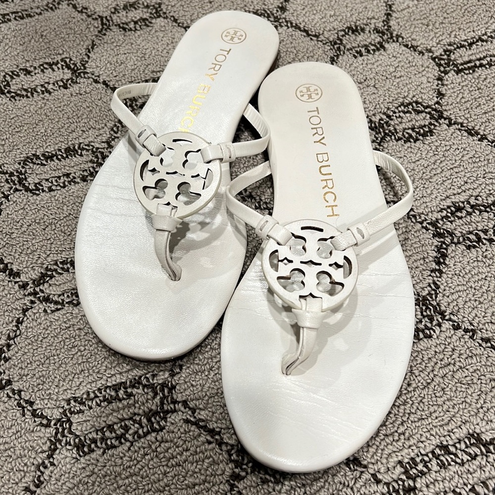 Tory Burch White Logo Flip Flop